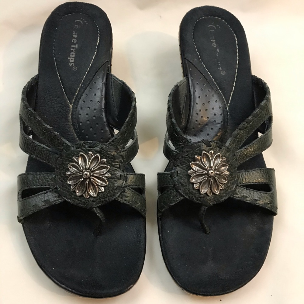 Bare Traps Dk Gray Wedge Heel Sandals Sz 8.5